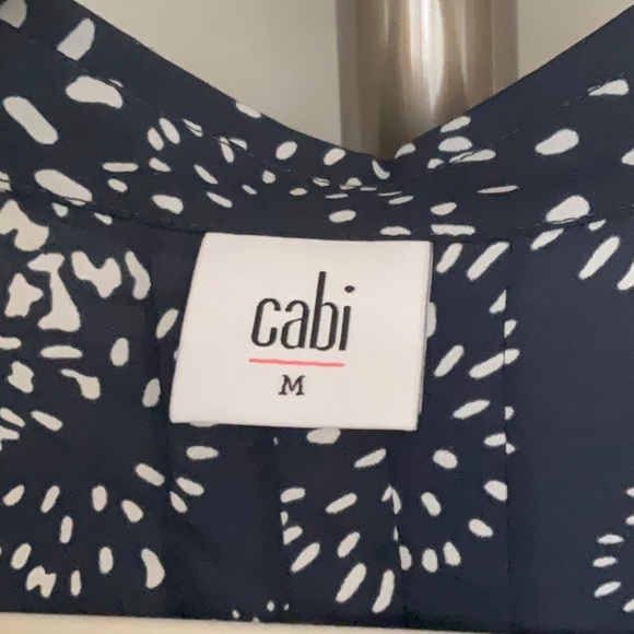 CAbi Women's Sleeveless Top in Navy and White - Picture 2 of 4